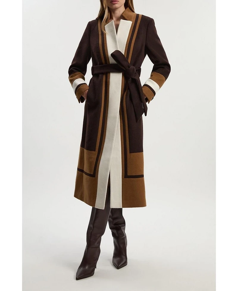 Karen Millen Women's Brushed Wool Belted Midi Coat