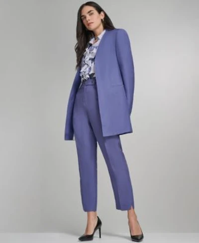 Calvin Klein Womens Open Front Topper Jacket Printed Cap Sleeve Ruffle Front Top Mid Rise Slim Leg Pants