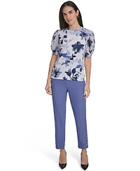 Calvin Klein Women's Mixed Media Floral Short-Sleeve Top