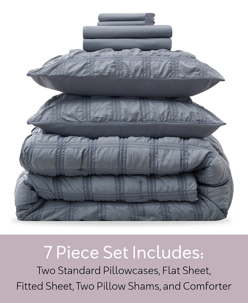 Nestl Luxury Soft Seersucker Design 7-Pc. Comforter Set