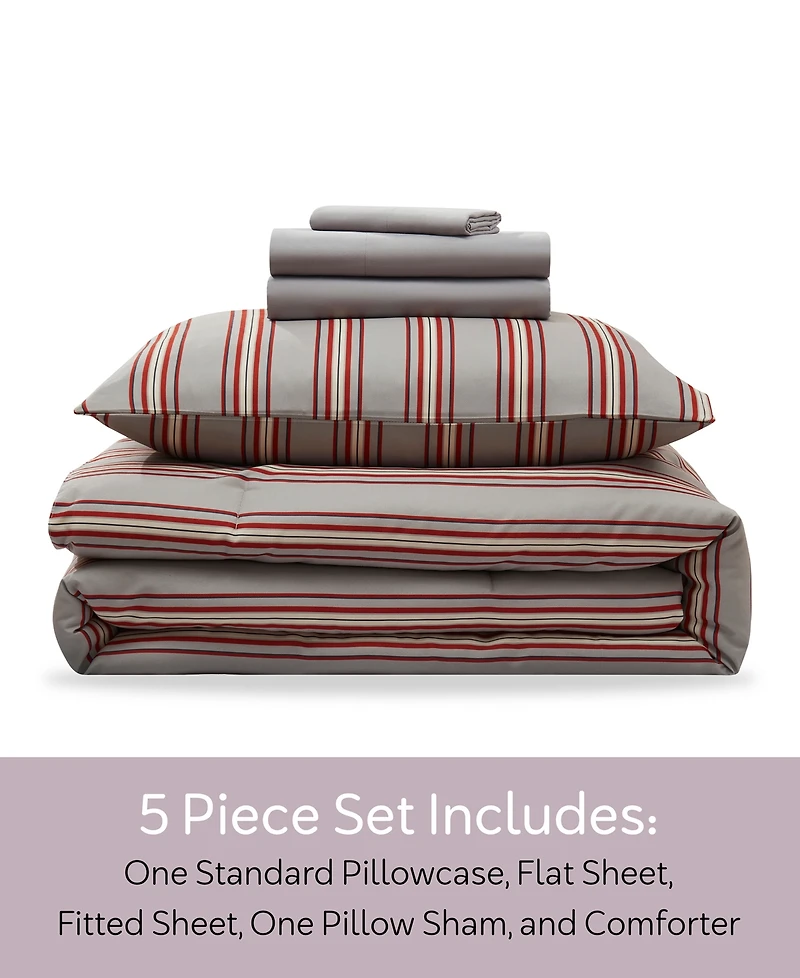 Nestl Luxury Soft Modern Striped Design 5-Pc. Comforter Set