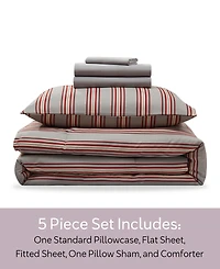 Nestl Luxury Soft Modern Striped Design 5-Pc. Comforter Set