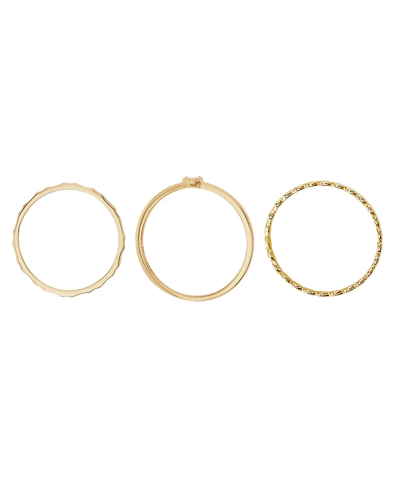 Macy's 3-Pc. Cubic Zirconia Hammered and Textured Ring Set