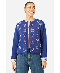 Yumi Women's Floral Embroidery Cotton Jacket