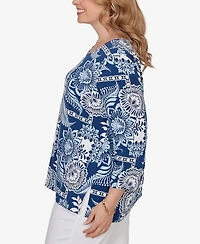 Ruby Rd. Plus Tropical Patchwork Scoop Neck Knit Top