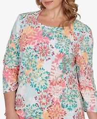 Ruby Rd. Plus Floral Medallion Knit Top