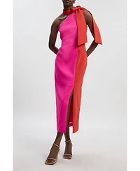 Karen Millen Women's Soft Tailored Bow Tie-Neck Midi Dress