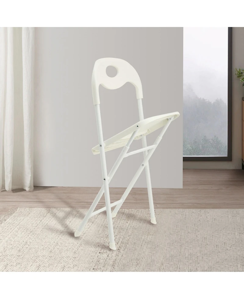 Clihome 4-Pack Stainless Steel Folding Chairs - Heavy-Duty 800lb Capacity, Stackable & Waterproof