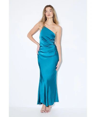 MissPap Women's Satin Asymmetric Maxi Bridesmaid Dress