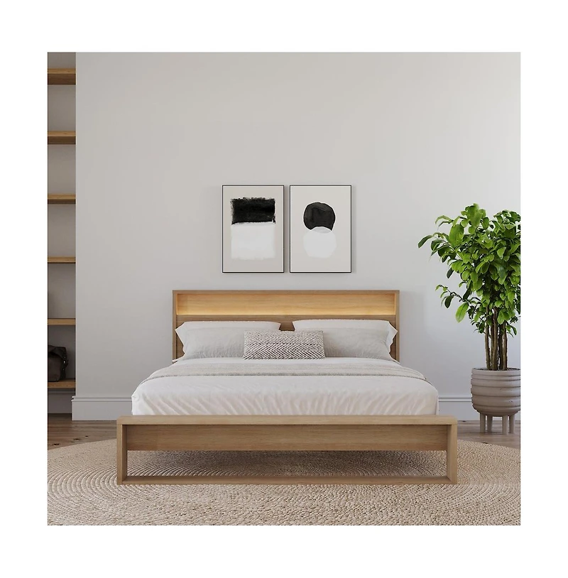 Nexera Gael Slatted Bedframe and Headboard with Integrated Light