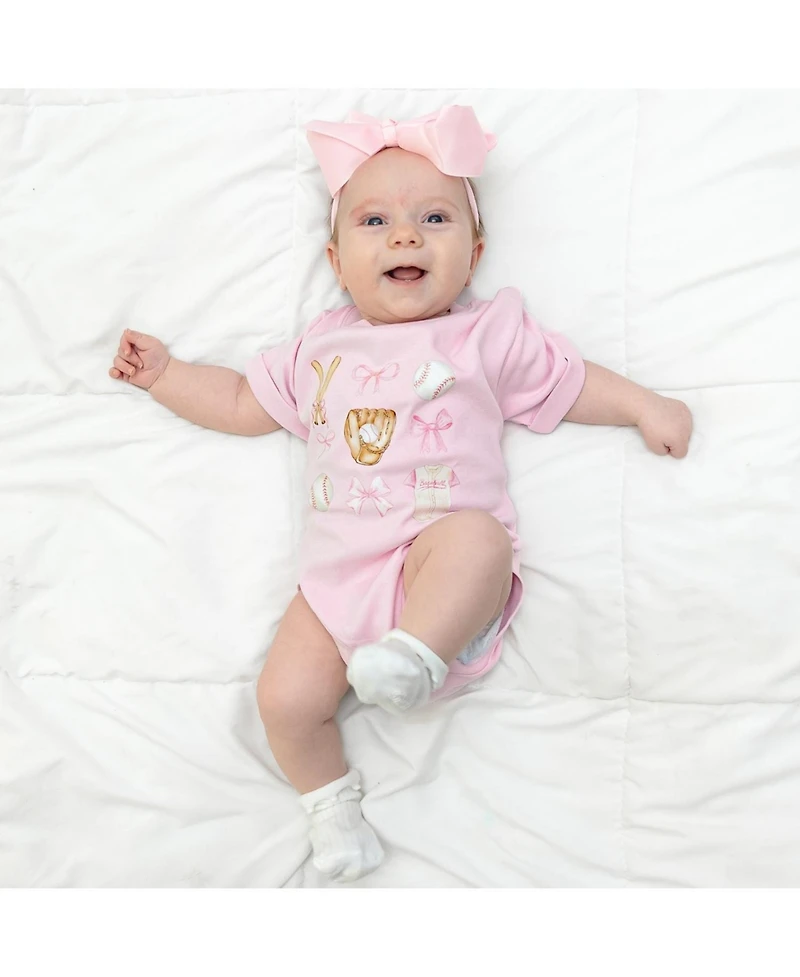 Sweet Wink Baby Girls Baseball Cutie Short Sleeve Romper