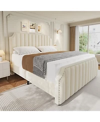 gaomon Platform Bed Frame, Upholstered Bed Frame with Headboard and Footboard,Bed Frame with Strong