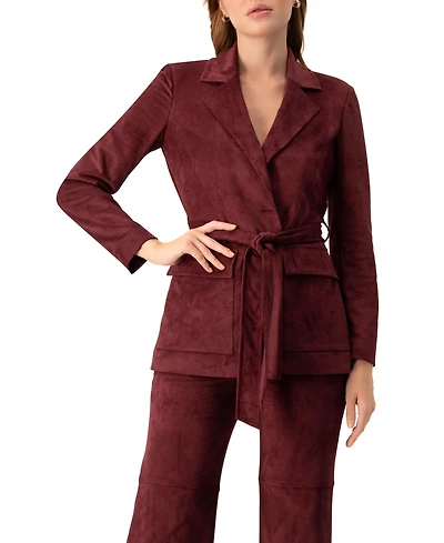 Ivonne Women's Faux-Suede Blazer with Waist Tie