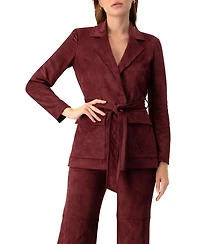 Ivonne Women's Faux-Suede Blazer with Waist Tie