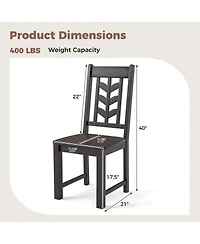 Costway Dining Chair with Rubber Wood Frame & Leaf-shape High Back for Kitchen