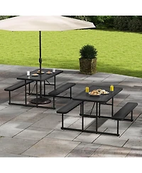 Picnic Table Bench Set for 2-4 People Outdoor Rectangular Camping Dining