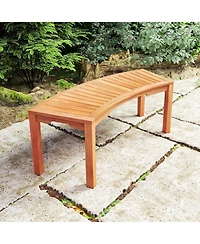 Outdoor Curved Bench with Slatted Seat Wrap Around Tree Bench 2-Person Seating