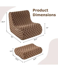 Bean Bag Chair with Ottoman High Elasticity Sponge Non-slip Bottom & Velvet Cover