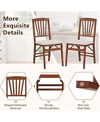 Costway Kitchen Chairs with Rubber Wood Frame Upholstered Seat Hollowed Backrest