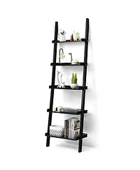 Costway Ladder Shelf 5-Tier Plant Stand Wall-leaning Bookcase Display Rack