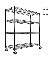 Rainsken 4 Tier Heavy Duty Wire Storage Shelves with Wheels, Adjustable Utility Storage Rack, 2400 lbs Capacity for Garage
