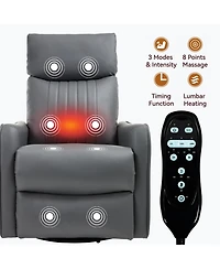 sumyeg Recliner Chair with Heat Massage Manual Rocker and Swivel Faux Leather