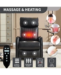 sumyeg Recliner Chair with Heat Massage Manual Rocker and Swivel Faux Leather