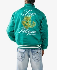 True Religion Men's Crest Satin Retro Bomber Jacket