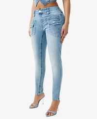 True Religion Women's Jennie Skinny Mid-Rise Retro Pocket Jeans