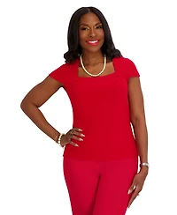 Kasper Women's Square Neck Short-Sleeve Top