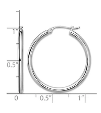 Curata Jewelry Solid 950 Platinum 2mm Classic Hoop Earrings 18mm