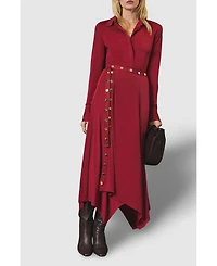 Karen Millen Women's Crepe Hanky Hem Eyelet Maxi Skirt