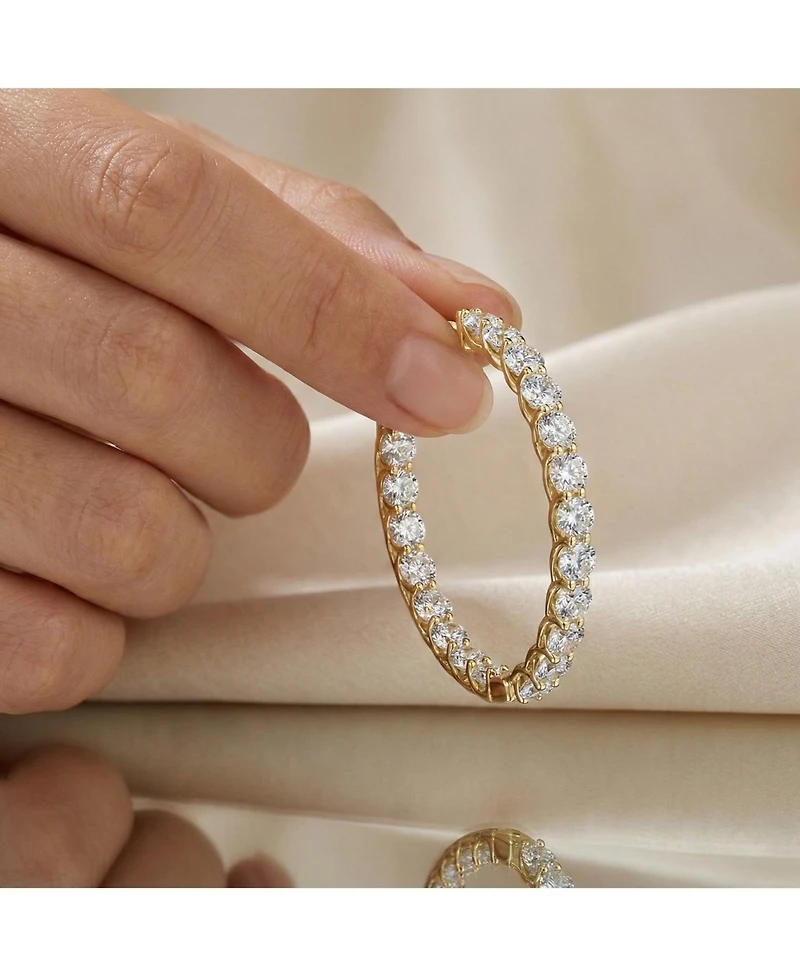 Clear Cubic Zirconia Accent Hoop Earrings