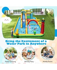 Mecale Giant Inflatable Water Slide Park with Long Slide and 750W Blower Included