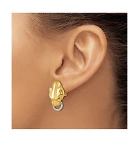 Curata Jewelry Solid 18k Two-tone Gold Italian 24x13mm Panther Head Omega Back Earrings