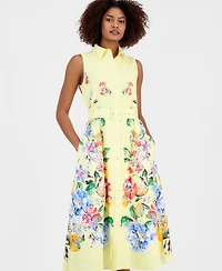 T Tahari Women's Sleeveless Belted Shirtdress