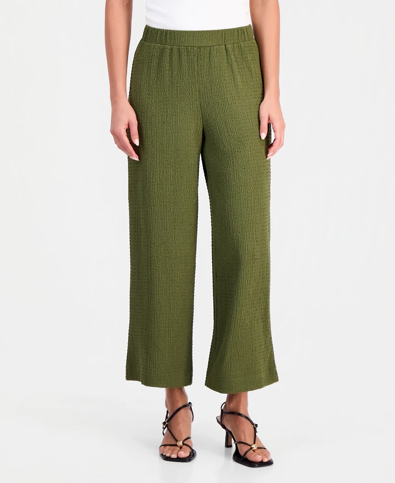 Bar Iii Women's Textured Pull On Wide-Leg Pants, Macy's Exclusive