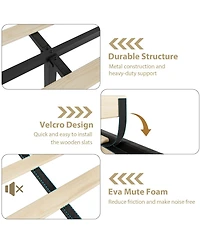 gaomon Velvet Upholstered Bed Frame with Headboard&Footboard, Platform Bed Frame with Nailhead Trim