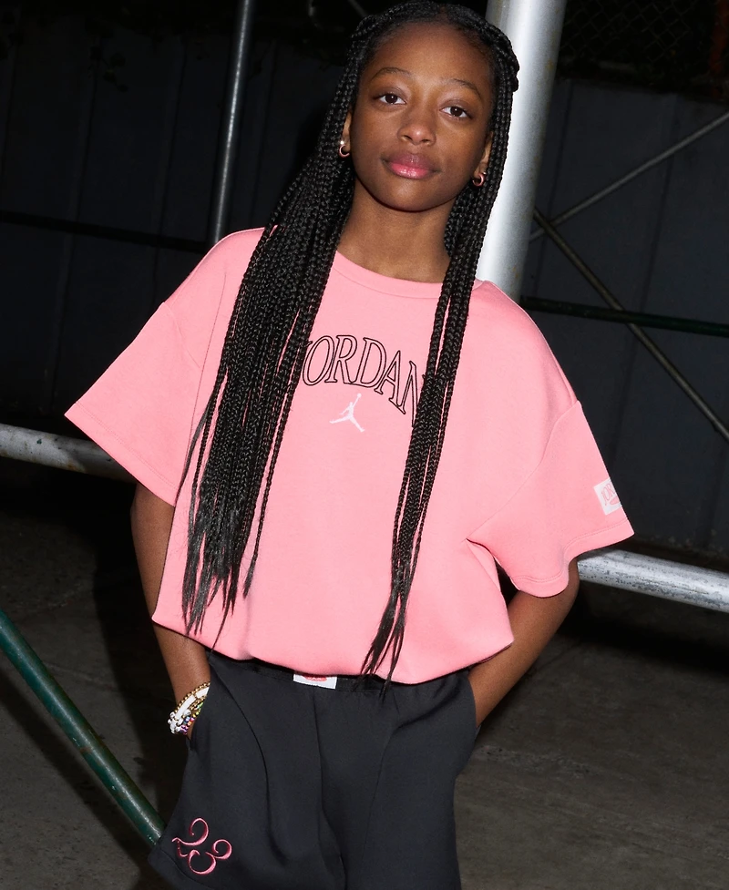 Jordan Girls' 7-16 Flower of Friendship Bubble Hem T-Shirt