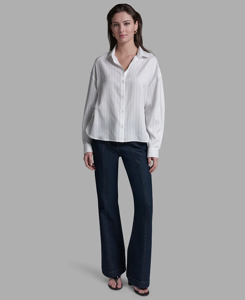 Bcbg Women's Long-Sleeve Oversized Stripe Shirt