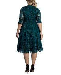 Women's Plus Mademoiselle Lace Cocktail Dress with Sleeves