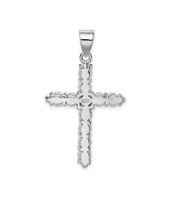Curata Jewelry 925 Sterling Silver 18 Inch Rhodium-plated Large Freshwater Cultured Pearl Cross Necklace