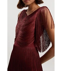 Karen Millen Women's Maxi Draped Fringe Knitted Mini Dress