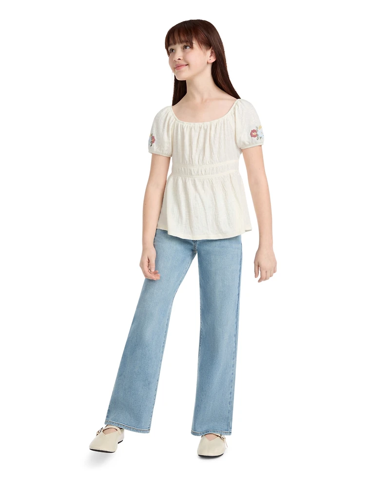 Levi's Girls' 7-16 Smocked Puff Sleeve Top