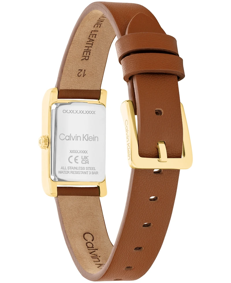 Calvin Klein Women's Ck Light Camel Leather Strap Watch, 16mm