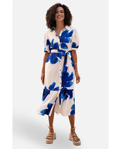 Yumi Women's Scattered Floral Shirt Dress