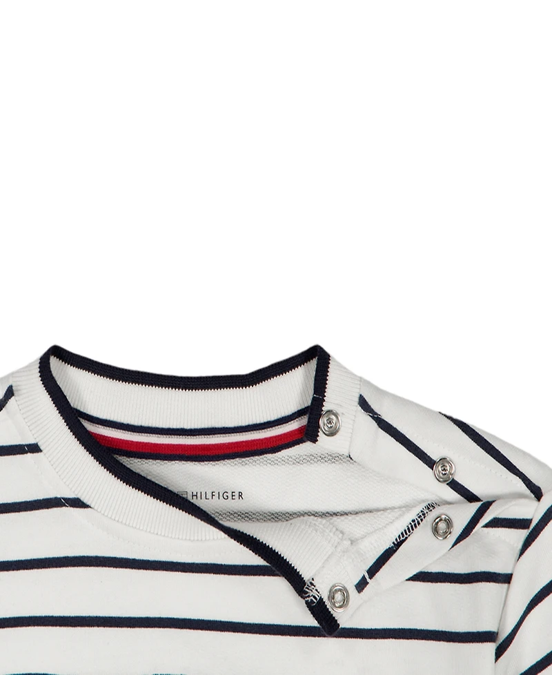 Tommy Hilfiger Boys' 2T-7 Striped French Terry T-Shirt and Shorts, 2-Piece Set