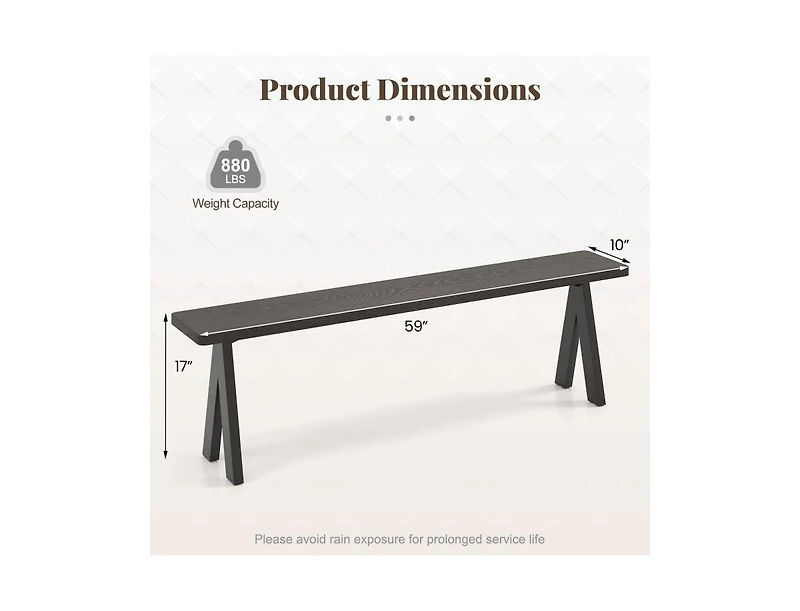 Slickblue Outdoor 3-Seat Bench with 800 lbs Bearing Capacity