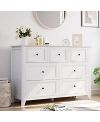 gaomon Modern 7 Drawer Dresser for Bedroom,Dressers with Large Storage,Handleless Chest of Drawers Tv Stand