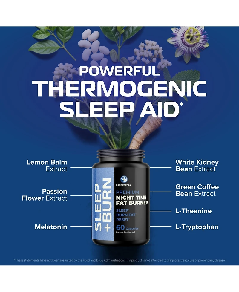 Nobi Nutrition Night Time Fat Burner to Shred While You Sleep | Belly Fat Burner, Carb Blocker & Weight Loss Support Supplements | 2 Pack